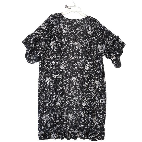 Laon Black Floral Print Sheer Long Kimono Open Cardigan Women's XL Fairy Goth - Picture 2 of 10